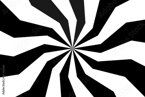 Black and white spiral background, swirling radial pattern, abstract vector illustration photo