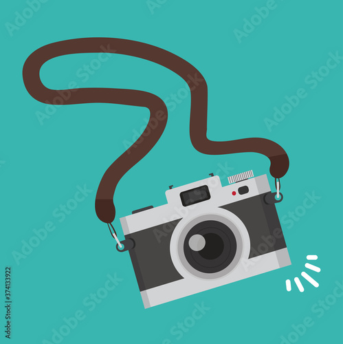 Vintage Old camera  with strap vector