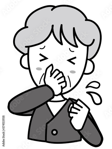 強い臭いに困っているおばあさん