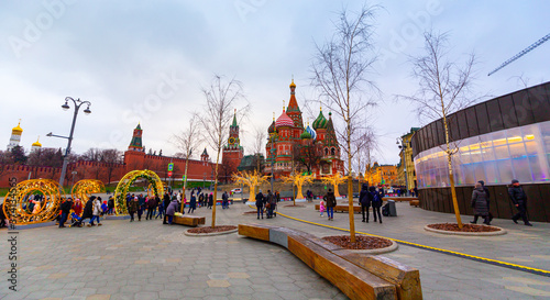 Canvas Print Moscow, Russia - Dec 29, 2019: New year in the Russian capital