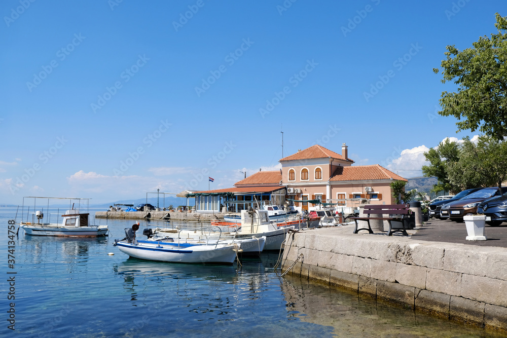 Beautiful view of Sveti Juraj, Croatia. A small quiet port village on the Adriatic with crystal clear water.