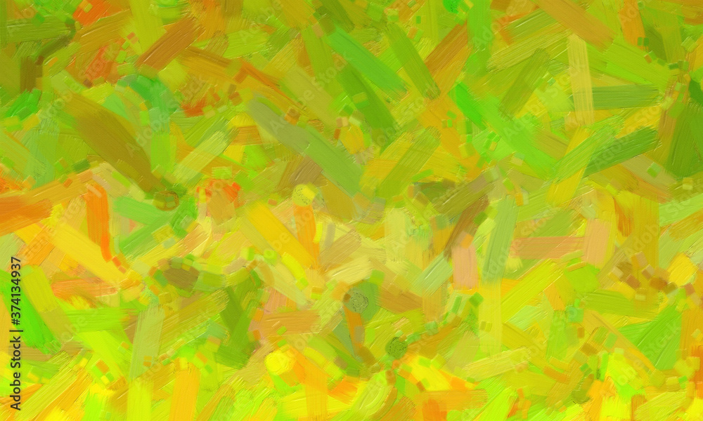 Lemon green oil paint with big brush background, digitally created.