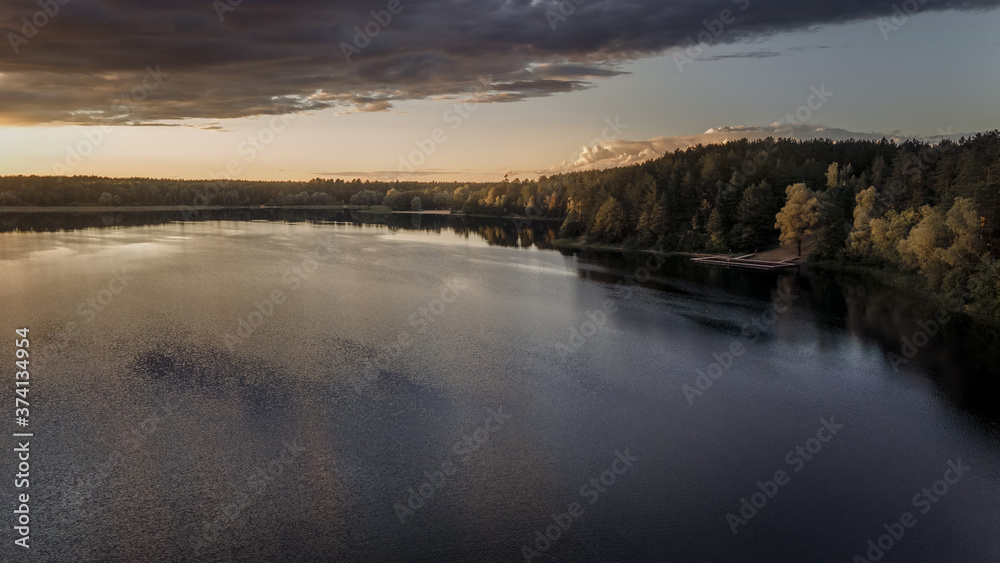 Fototapeta premium Beautiful lake in summer evening, National park Mari El, Russia
