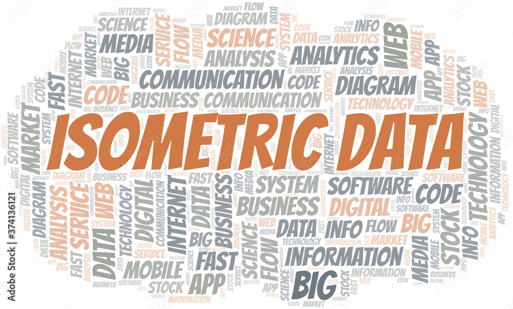 Obraz premium Isometric Data vector word cloud, made with text only.
