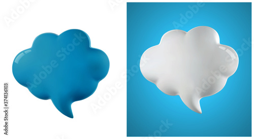 3d vector talking cloud, 3D illustration of speech bubble. Glossy talking cloud bubble high quality vector. Shiny cloud foam vector.