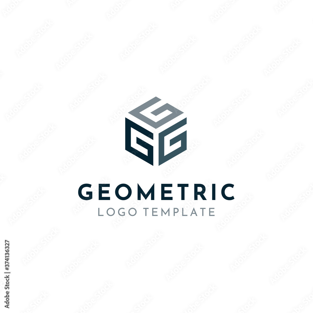 Initial Triple Letter G with Geometric Cube Box simple modern logo design Initial Triple Letter G with Geometric Cube Box simple modern logo design