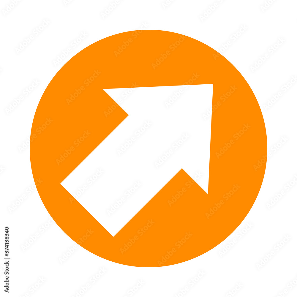 arrow pointing right up in circle orange for icon flat isolated on white, circle with arrow for button interface app, arrow sign for download upload concept, arrow simple symbol for direction arrow pointing right up in circle orange for icon flat isolated on white, circle with arrow for button interface app, arrow sign for download upload concept, arrow simple symbol for direction