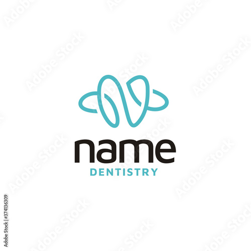 Initial Letter N with tooth for teeth dentist dental oral dentistry orthodontic doctor logo design