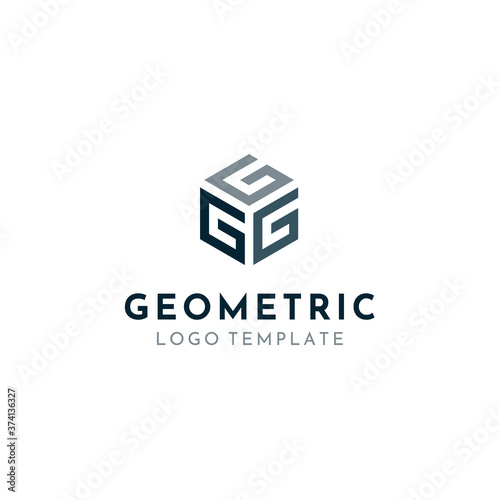 Initial Triple Letter G with Geometric Cube Box simple modern logo design