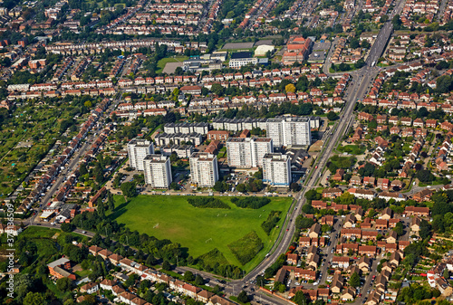 Aerial view of housing and flats in Woodford in North London photo