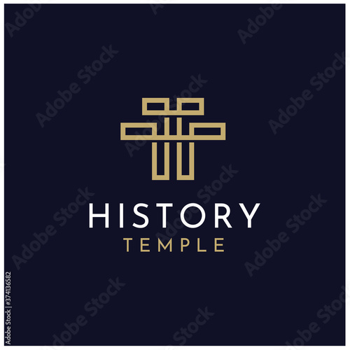 Golden Initial Letter H T, Monogram TH HT with Gold Line Luxury Elegant Classic logo design