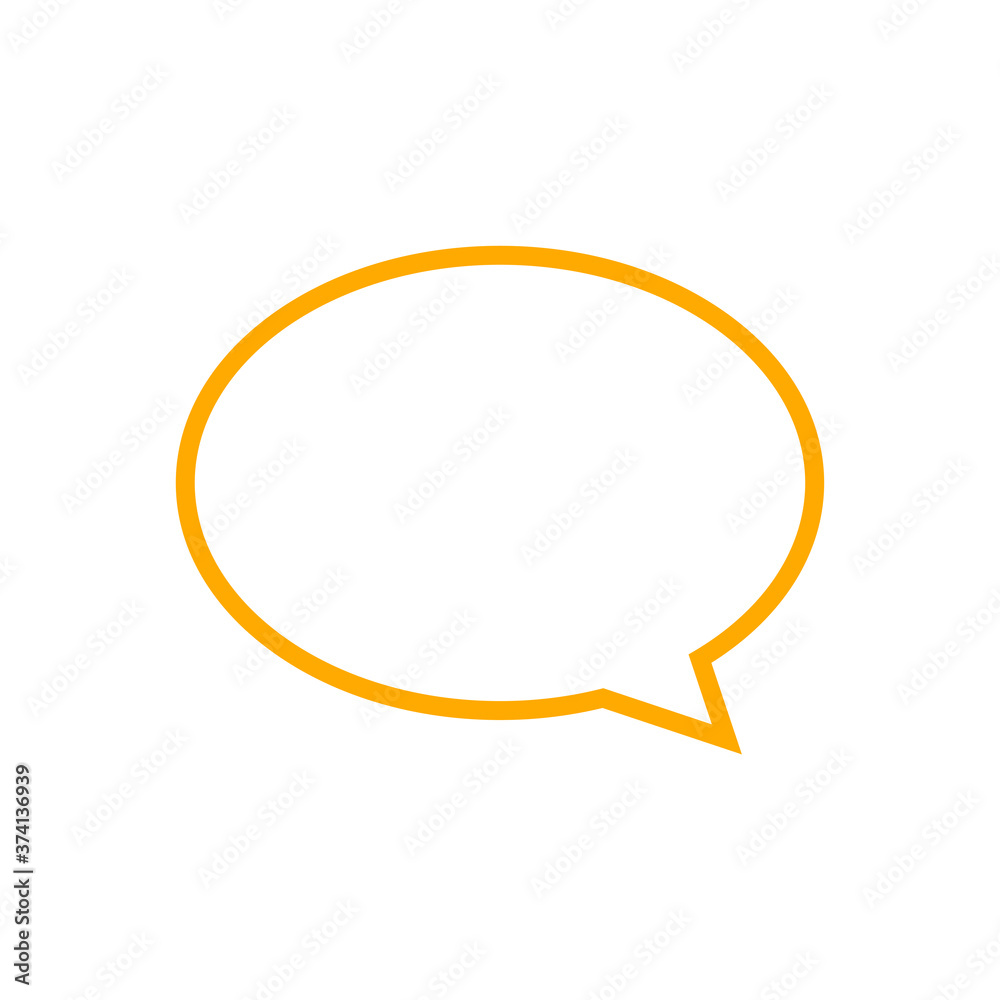 speech balloon ellipse orange isolated on white, speech bubble art line  sign of communication symbol, orange speech bubble for talk text, balloon  message icon, dialog chatting graphic for icon talk Stock Vector