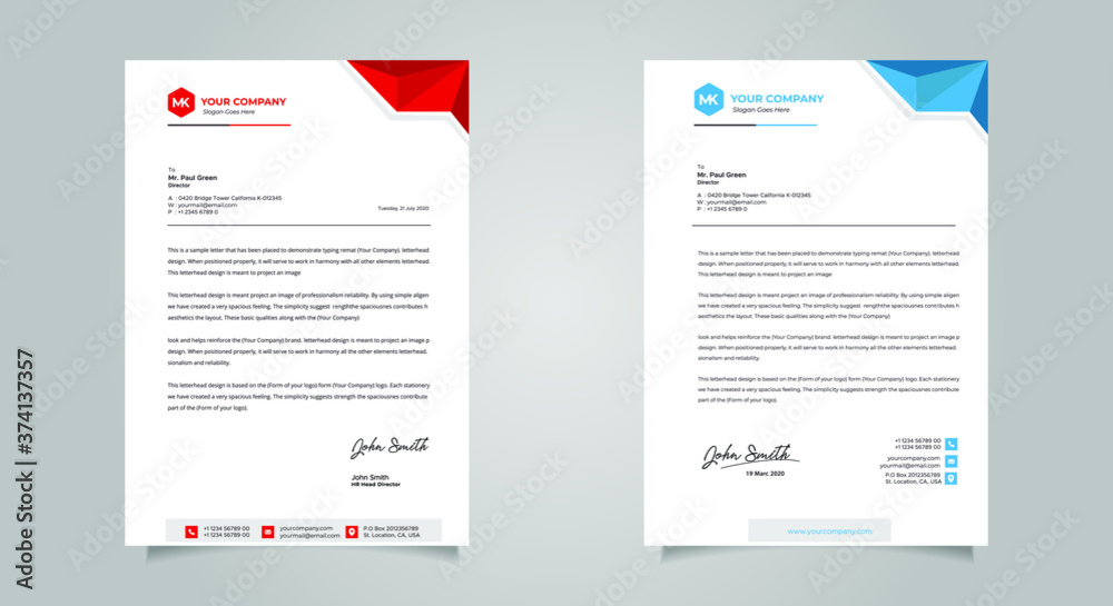 Business style letter head templates for your project design, Vector illustration Business style letter head templates for your project design, Vector illustration
