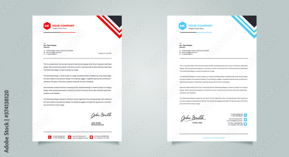 Business style letter head templates for your project design, Vector illustration