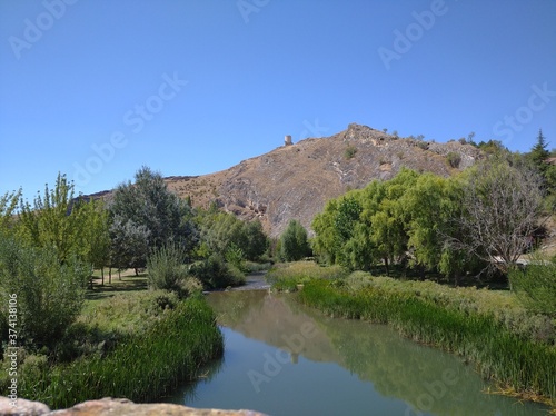 río, montaña, árboles, atalaya, soria, burgo de osma, osma, bosque, naturaleza, paisaje, panorama