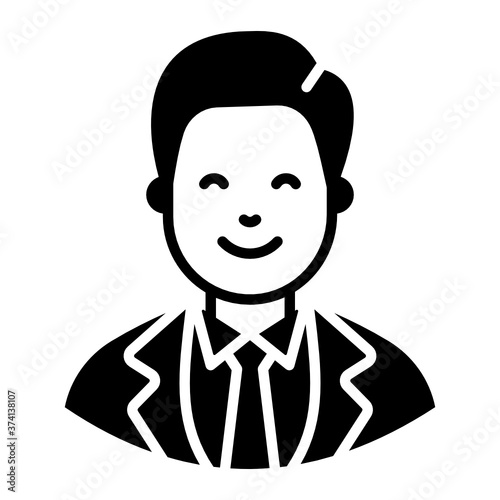 
A man avatar wearing business suit, manager solid vector style 
