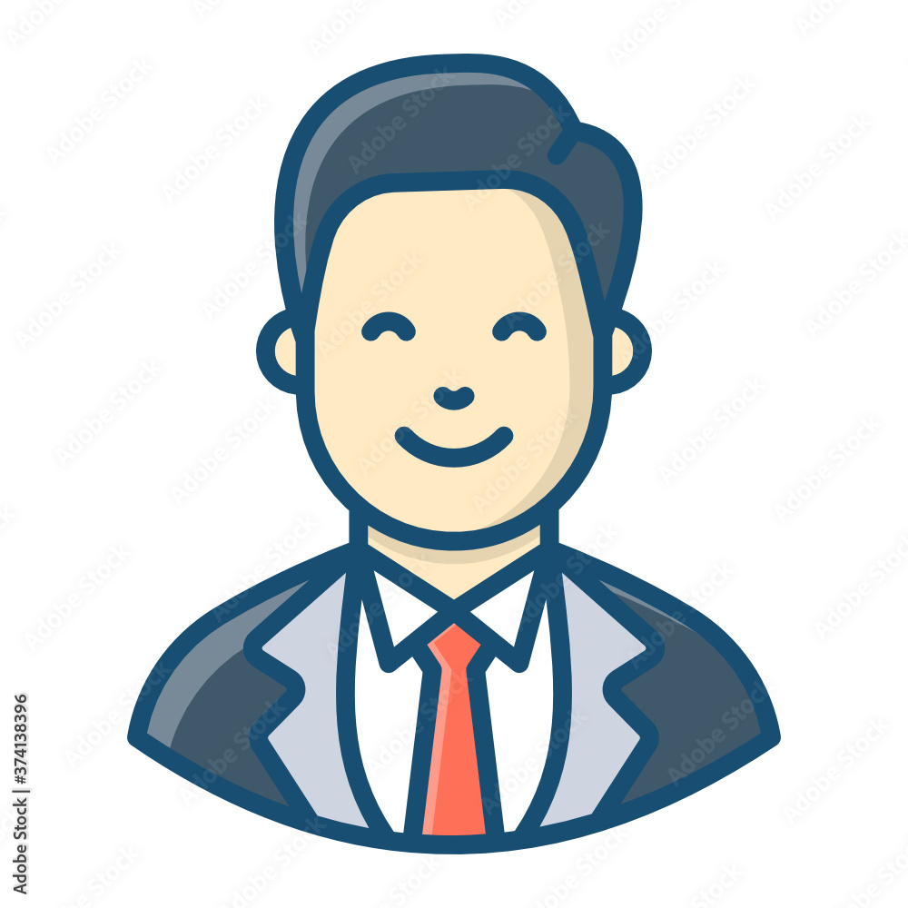 
A man avatar wearing business suit, manager flat vector style 
