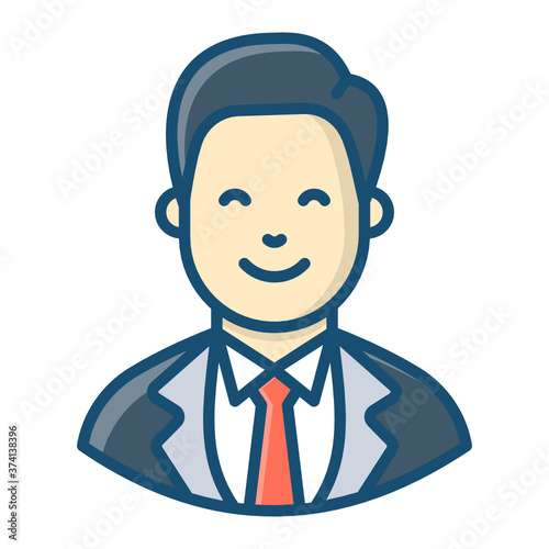 
A man avatar wearing business suit, manager flat vector style 
