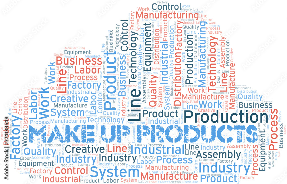 Obraz premium Make Up Products word cloud create with text only.