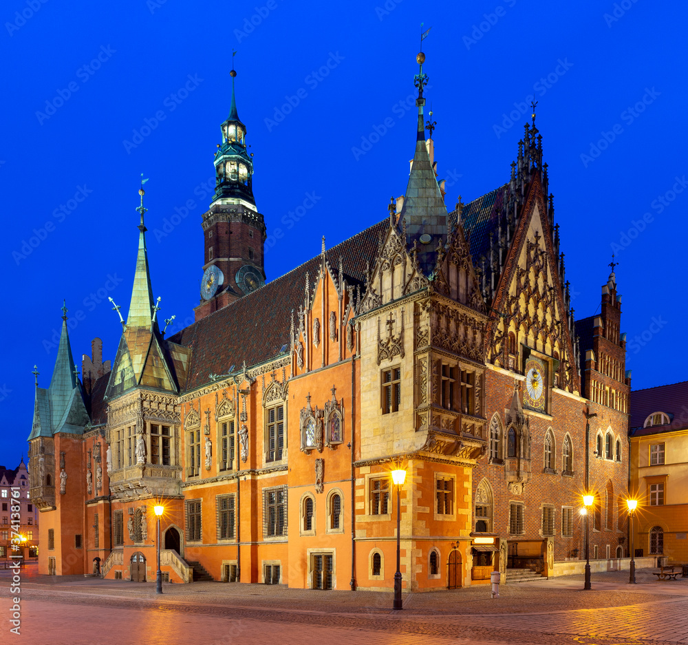 Fototapeta premium Wroclaw Market Square at night.