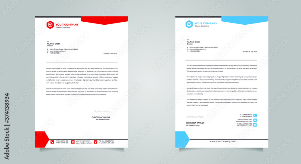 Business style letter head templates for your project design, Vector illustration Business style letter head templates for your project design, Vector illustration