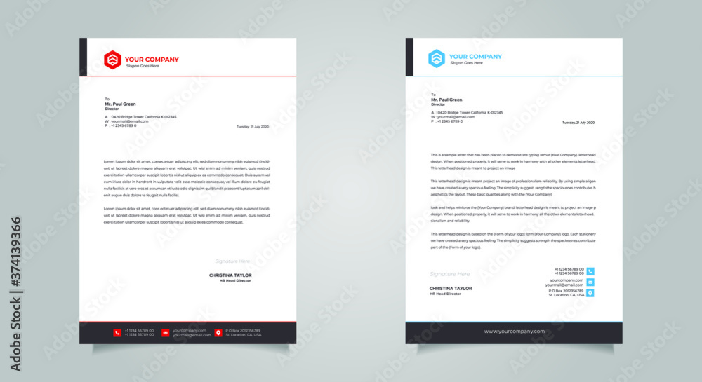 Business style letter head templates for your project design, Vector illustration Business style letter head templates for your project design, Vector illustration