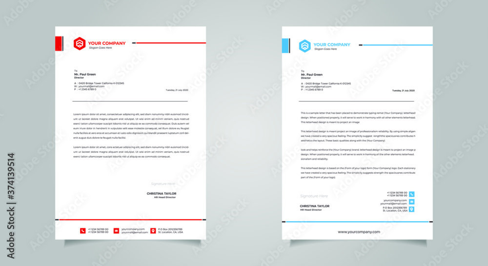 Business style letter head templates for your project design, Vector illustration