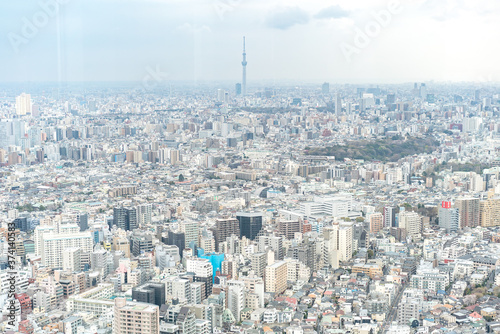 Tokyo, Japan - Mar 28, 2019:Asia business concept for real estate and corporate construction - panoramic modern city skyline aerial view of Ikebukuro in tokyo, Japan