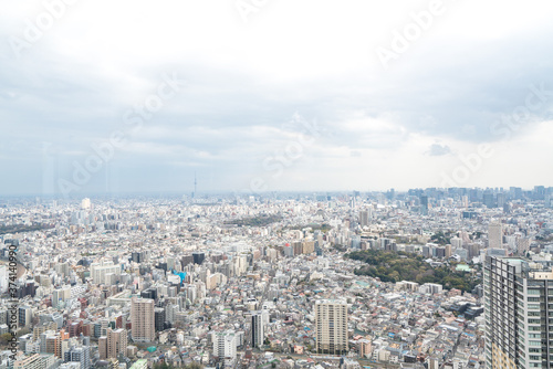 Tokyo  Japan - Mar 28  2019 Asia business concept for real estate and corporate construction - panoramic modern city skyline aerial view of Ikebukuro in tokyo  Japan