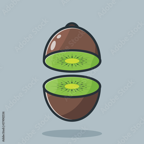 kiwi fruit illustration design halved