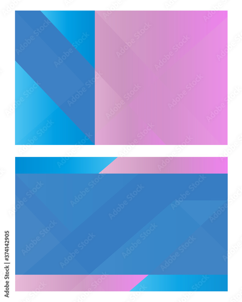 Business card design template abstract blue pink geometric background banner  with empty space for text.