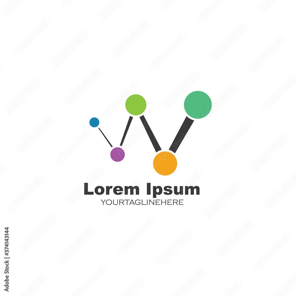 w letter molecule concept vector illustration design w letter molecule concept vector illustration design