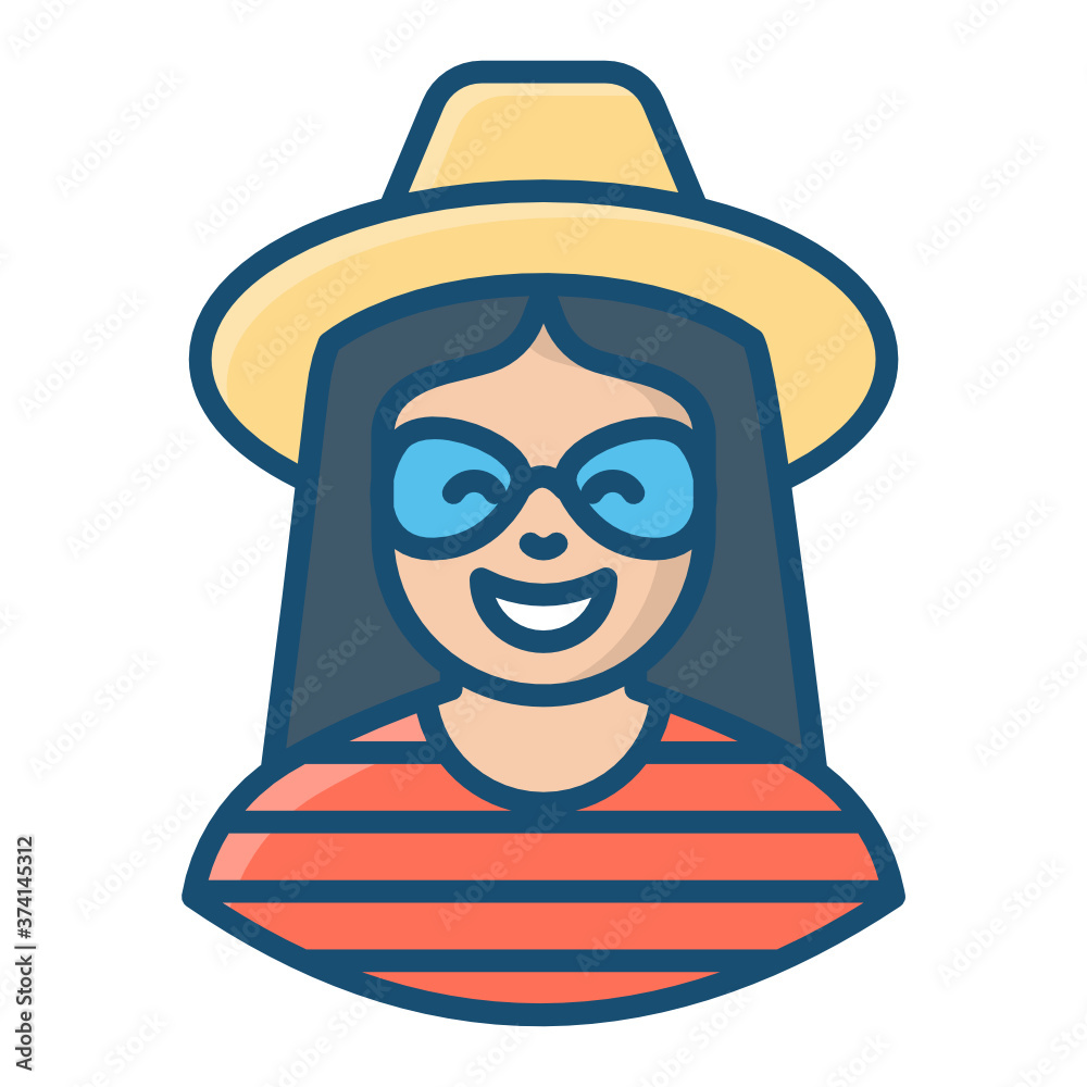 
Tourist vector in modern flat style, female adventurer
