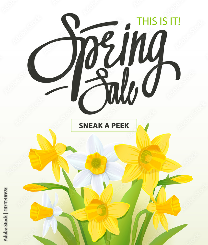 Spring Sale banner. Sale banner Background for Spring Seasonal Promotion. Sale poster template.