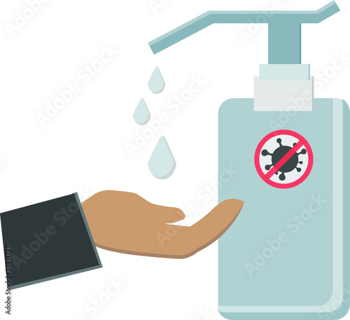 Hand sanitizer. Vector illustration for the prevention of COVID-19.