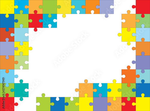 Pieces of colorful puzzles (mosaic) in disassembled form. Team, connection, merge.