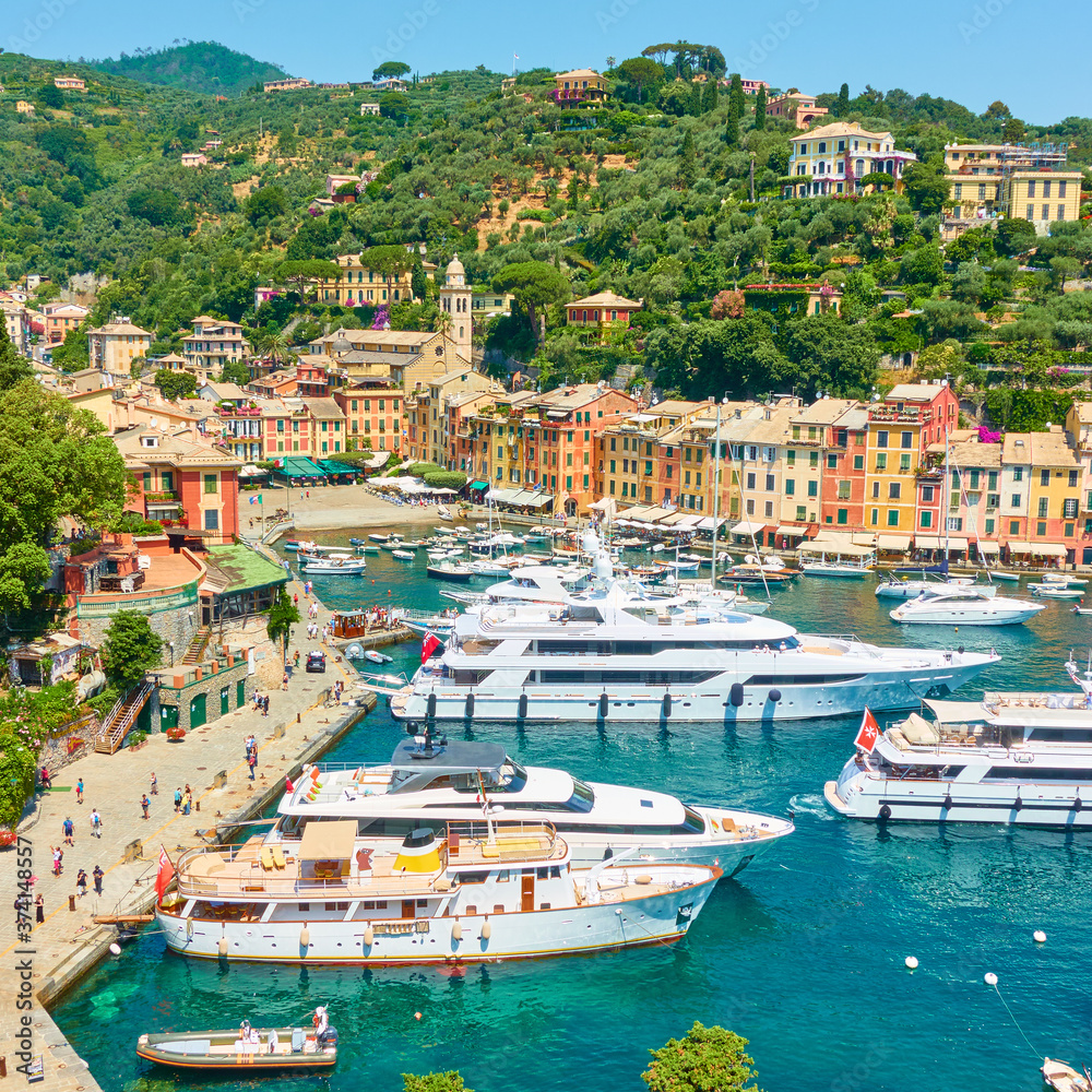 Harbour with yachts and boats in Portofino