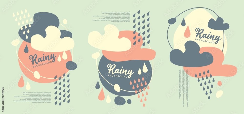 Abstract Autumn banner set for web or seasonal sale promotion. With rainy clouds and Autumn leaks. Vector illustration. Abstract Autumn banner set for web or seasonal sale promotion. With rainy clouds and Autumn leaks. Vector illustration.