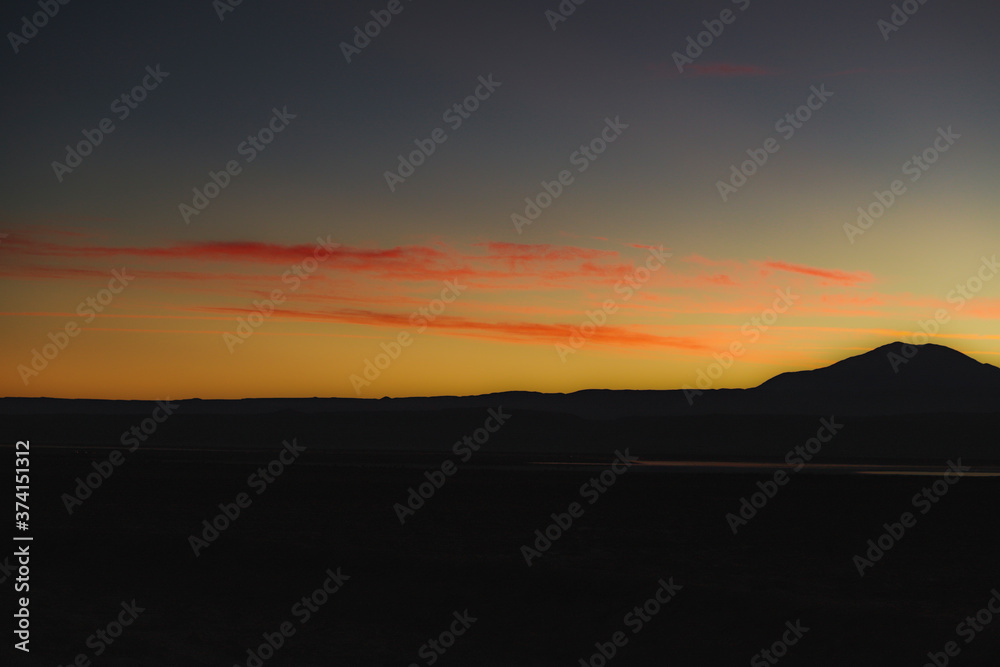 sunset in the Atacama desert.