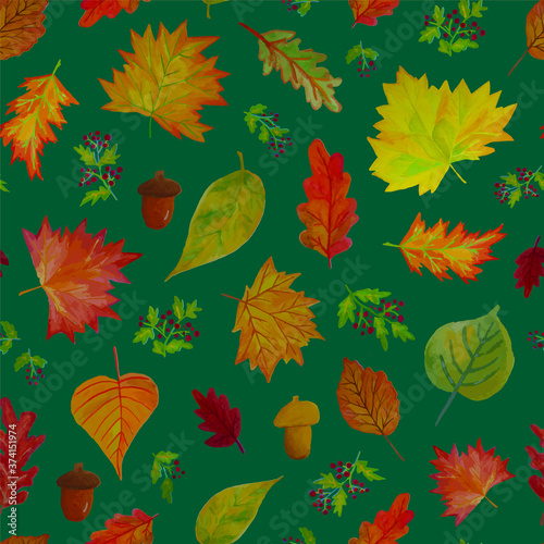Riches of Autumn seamless pattern turquoise