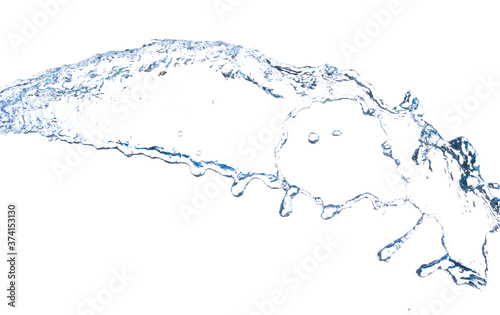 Blue water splash Beautiful splashing clean water Isolated on white background