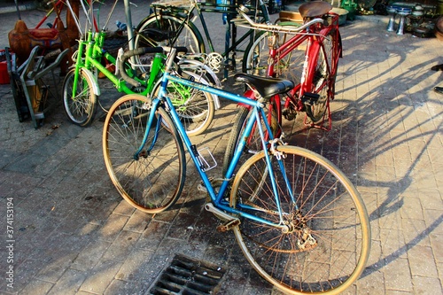 Antique bicycles for sale at the flea market of Monastiraki in Athens, Greece, December 2 2018.