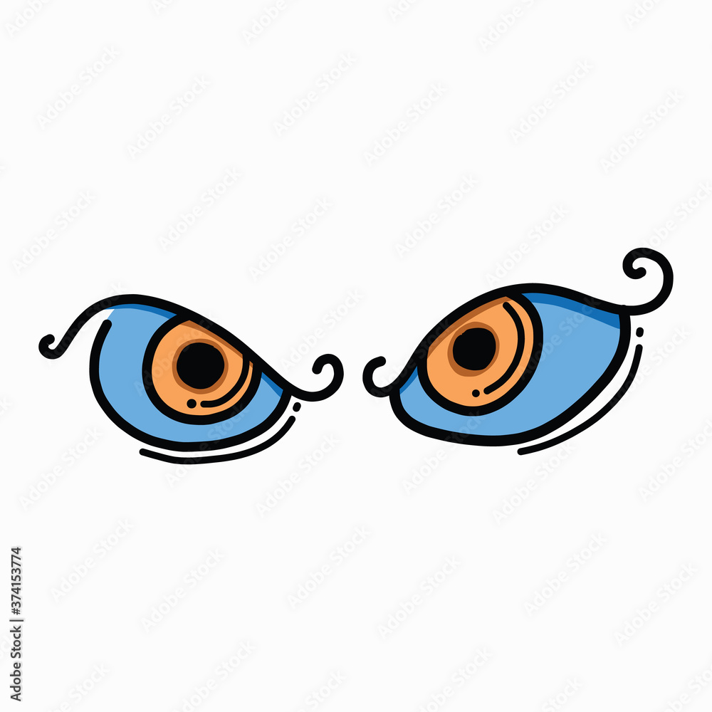 Eye doodle color vector icon. Drawing sketch illustration hand drawn line eps10