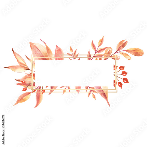 Banner with watercolor autumn leaves.Watercolor hand painted. Isolated on a white background.