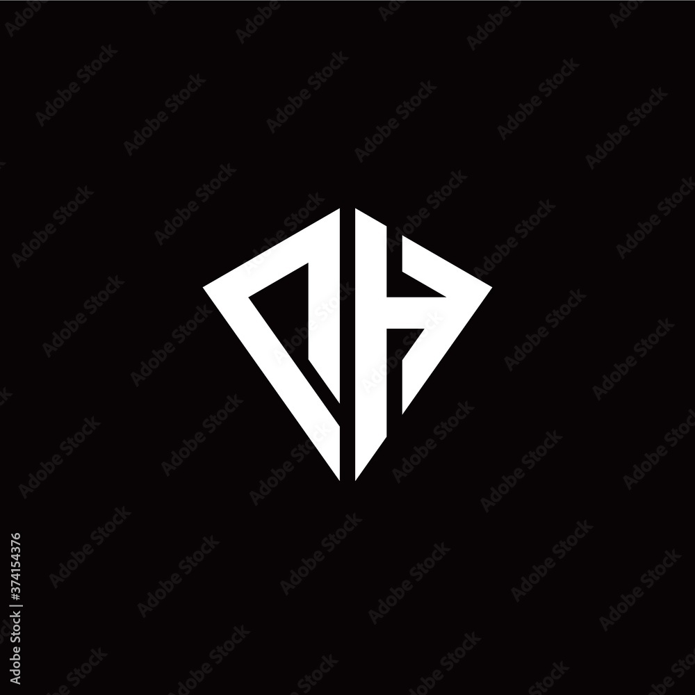 Initial D H letter with kite modern style logo template vector Initial D H letter with kite modern style logo template vector