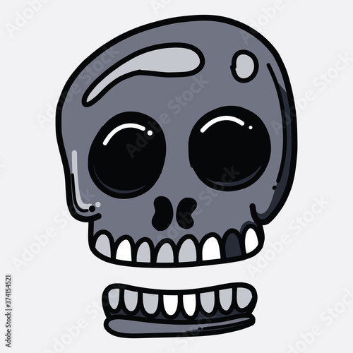 Skull doodle color vector icon. Drawing sketch illustration hand drawn line eps10