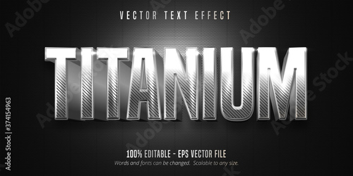 Titanium text, metallic silver style editable text effect