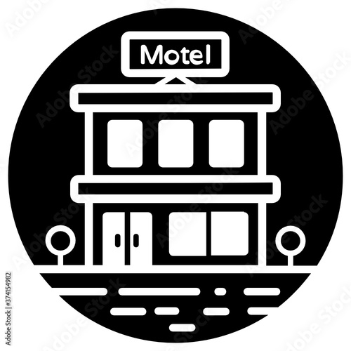 
Motel icon in solid rounded style, hotel vector style 
