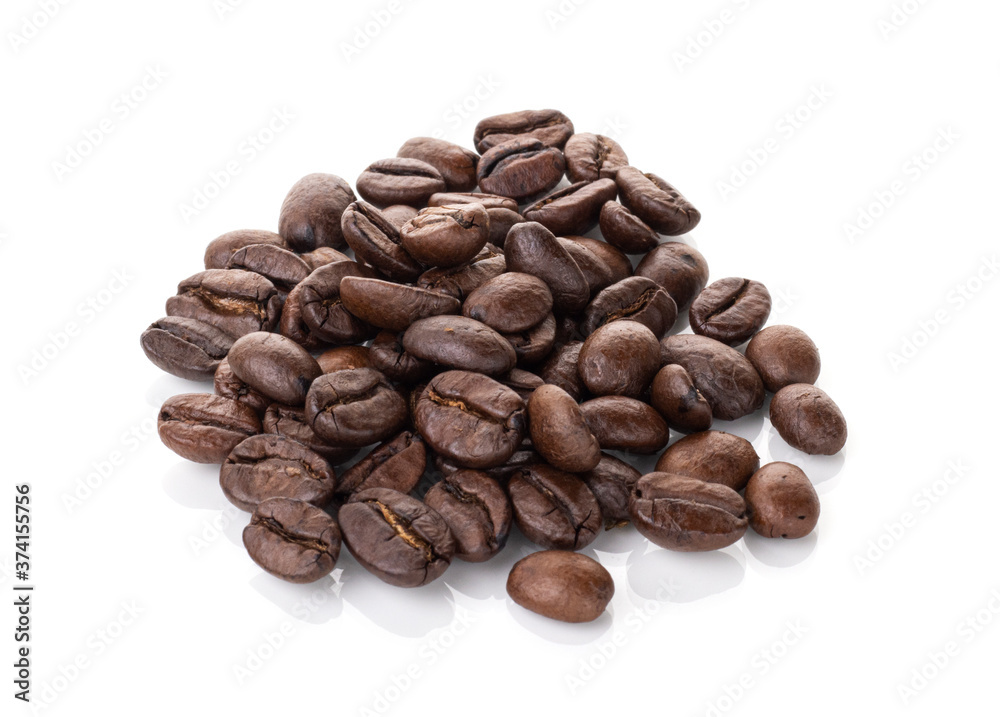 roasted coffee beans isolated on a white background roasted coffee beans isolated on a white background