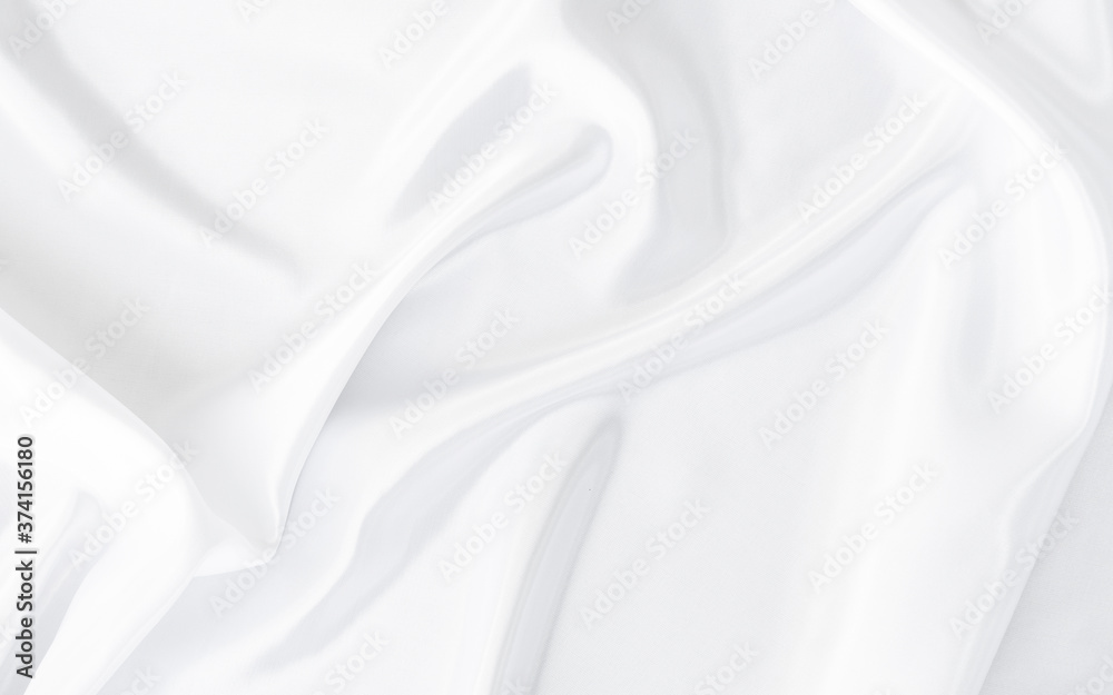 Obraz premium Biała szara satynowa tekstura, która jest białym srebrnym jedwabnym tłem tkaniny z pięknym miękkim wzorem rozmycia naturalnego.